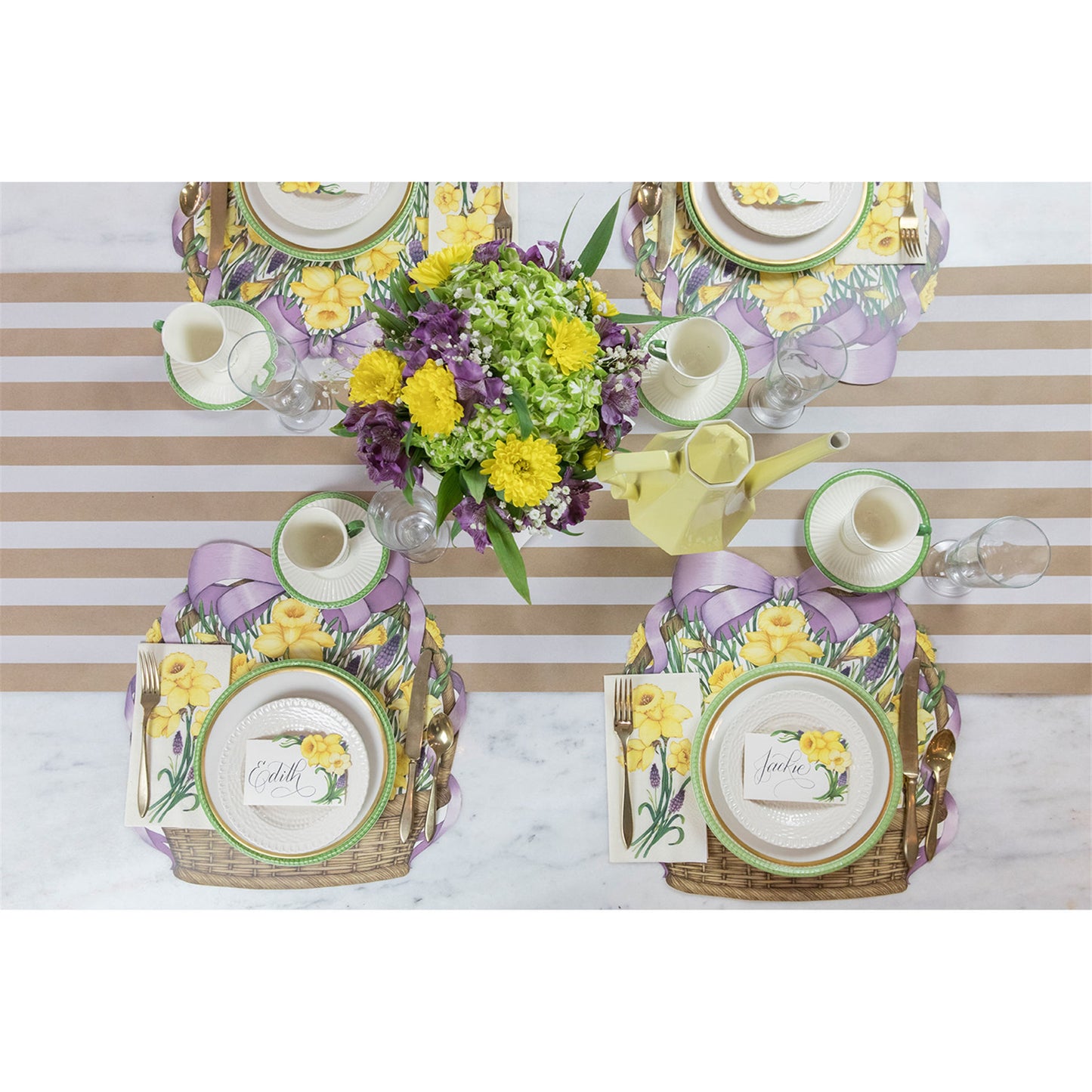 Paper Table Runner-Kraft/White Classic Stripe