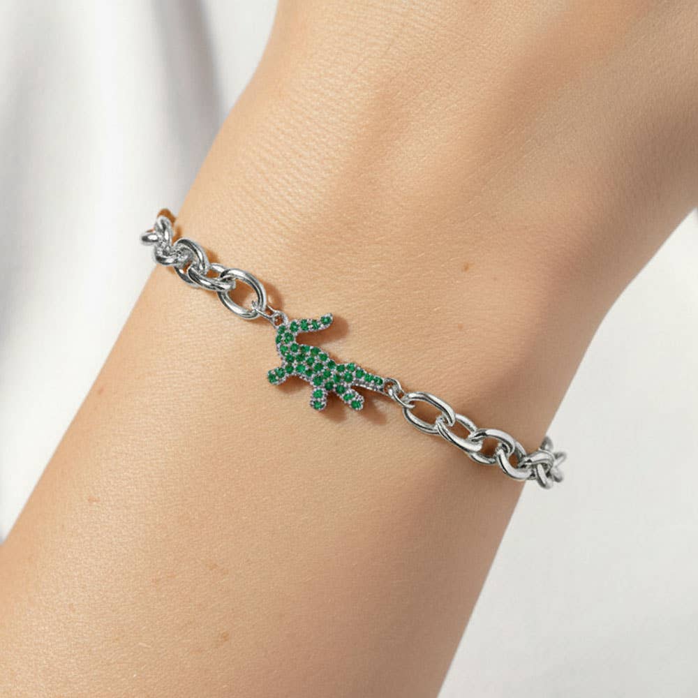 CZ Pave Alligator Link Chain Magnetic Bracelet