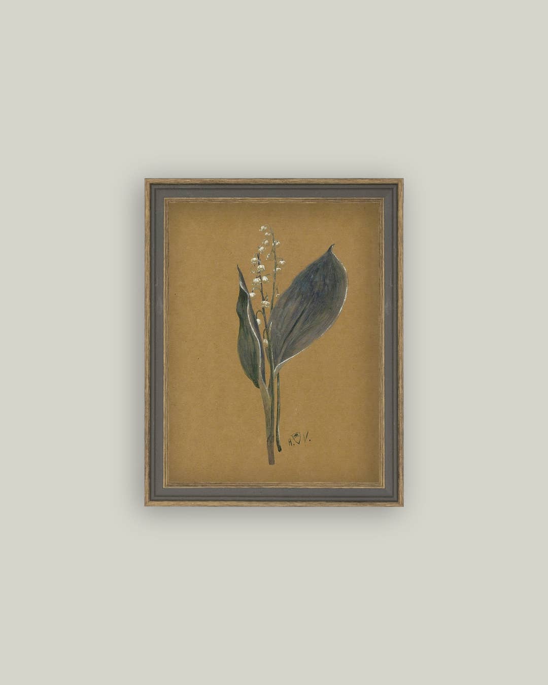 Lily On Brown Framed Antique Art