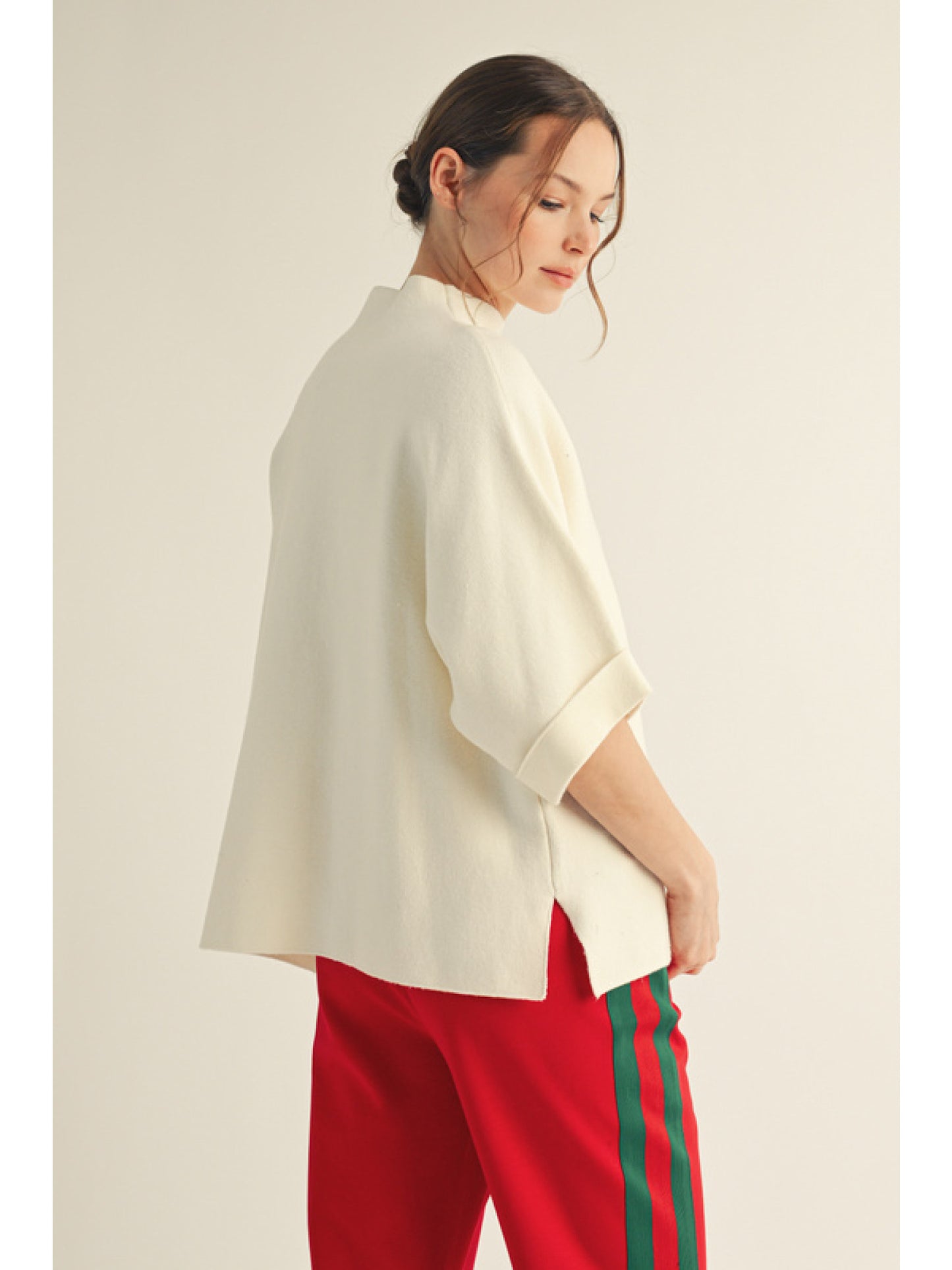 Mock Neck Soft Sweater Ivory