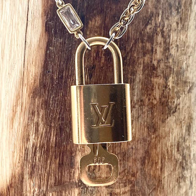 Louis Vuitton lock necklace repurposed upcycled LV