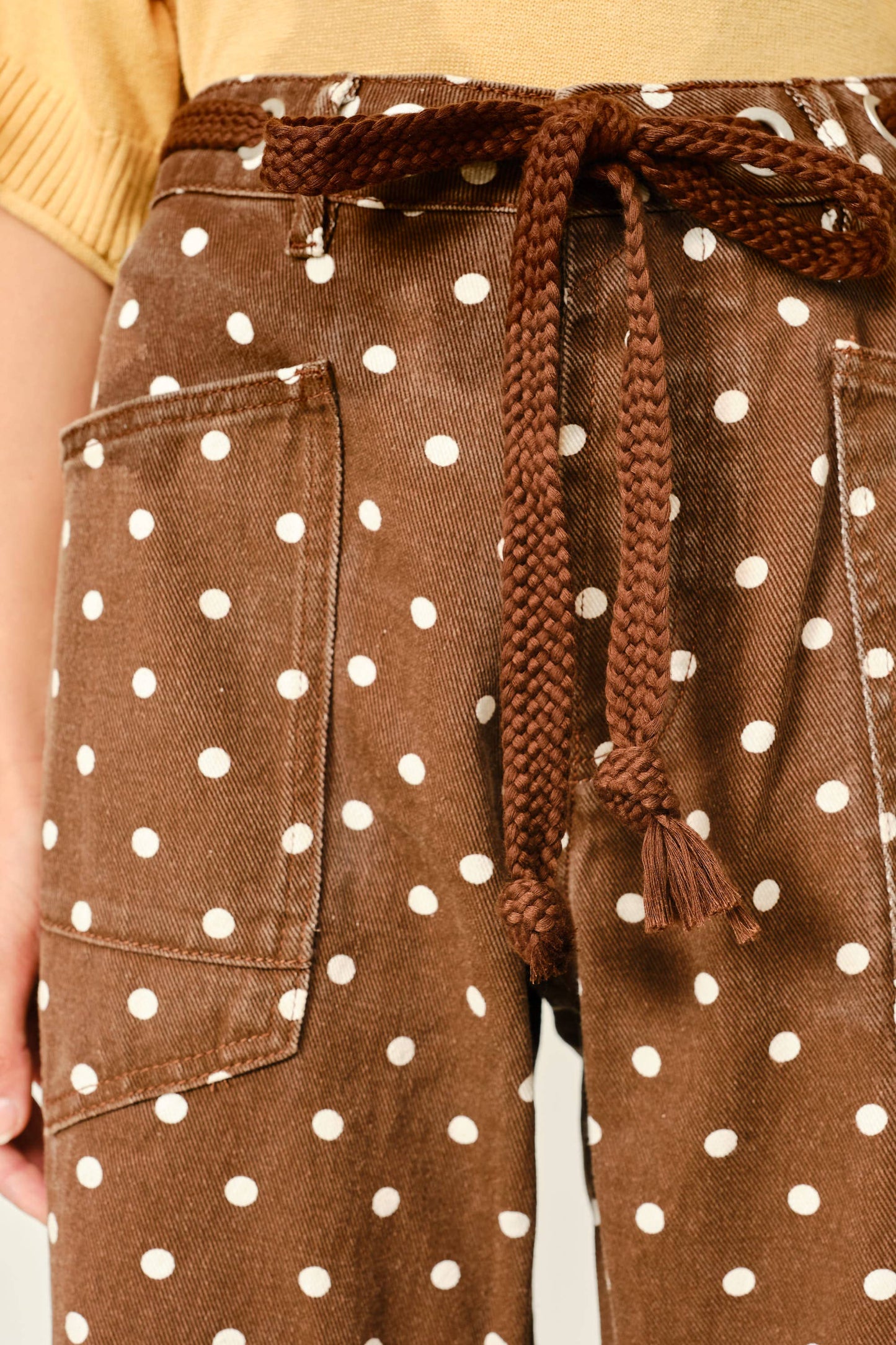 Dot Barrel Denim Pants
