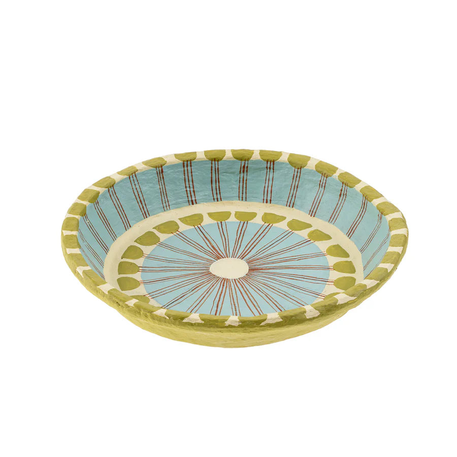 Painted Paper Mache Tray S, Blue Stripe