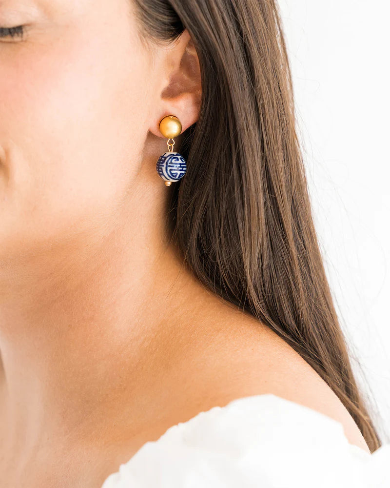 Blue/Wht Margaret Drop Earrings