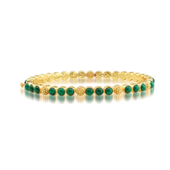 Berry Gem Petite Hinged Bangle Malachite