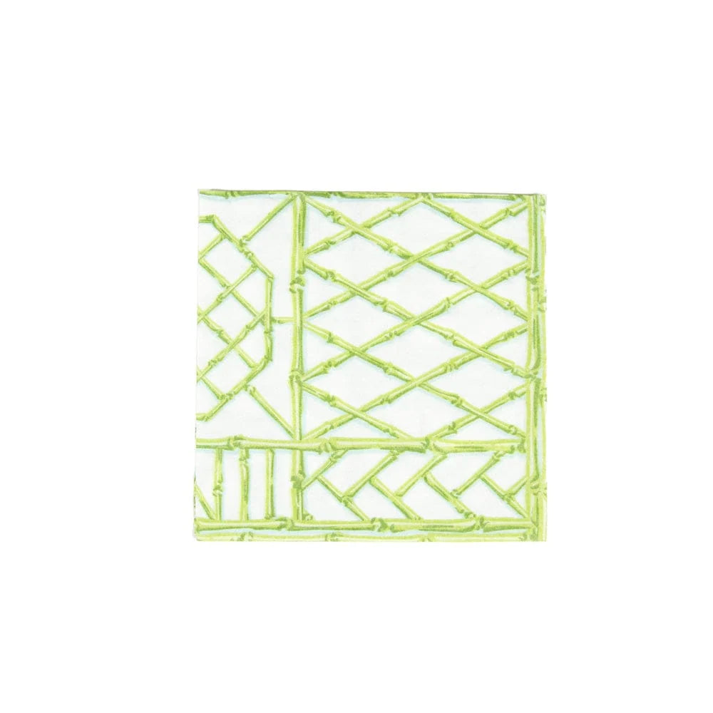 Bamboo Screen Moss Green-Paper Linen Cocktail Napkin