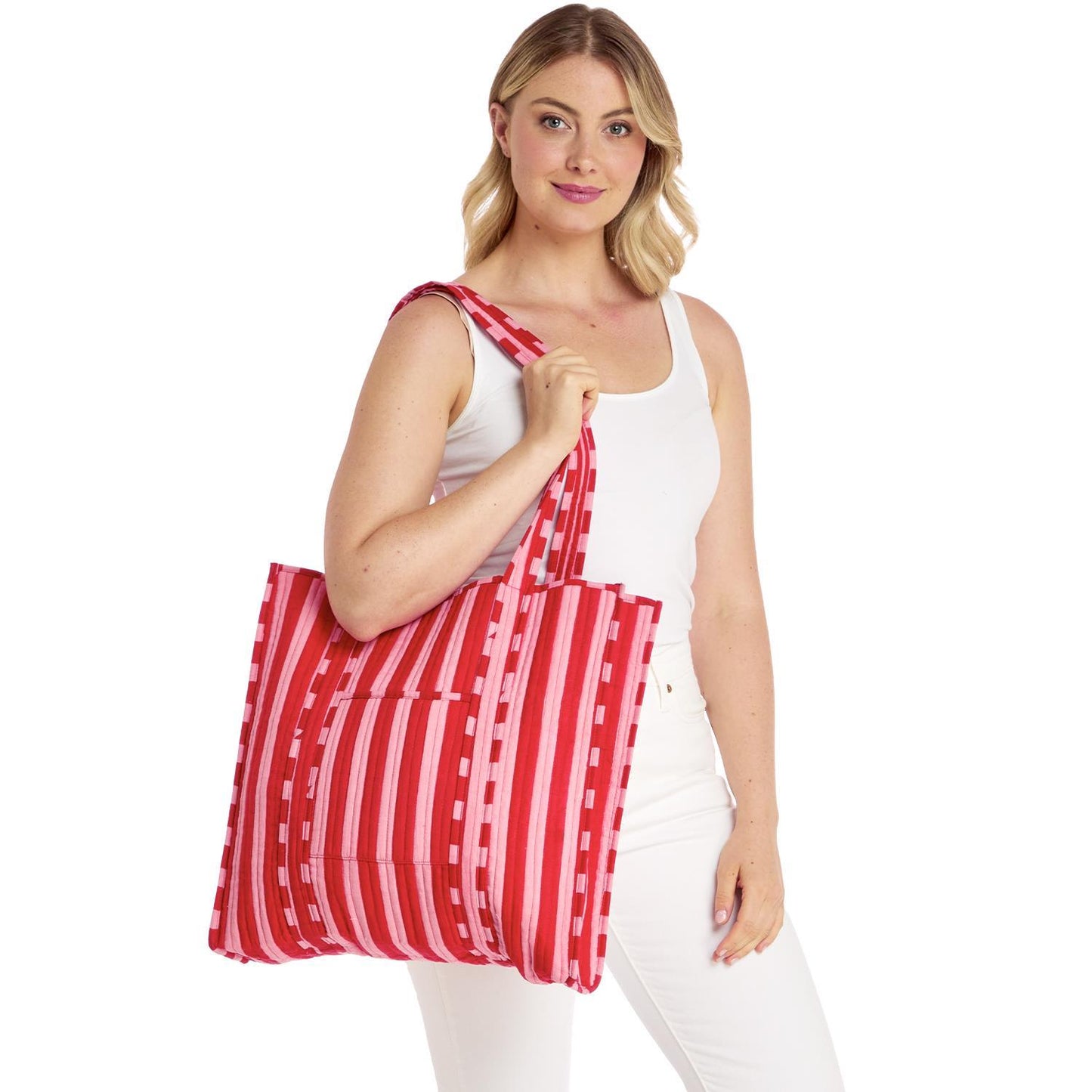 True Tones Printed Cotton Quilted Reversible Tote Bag