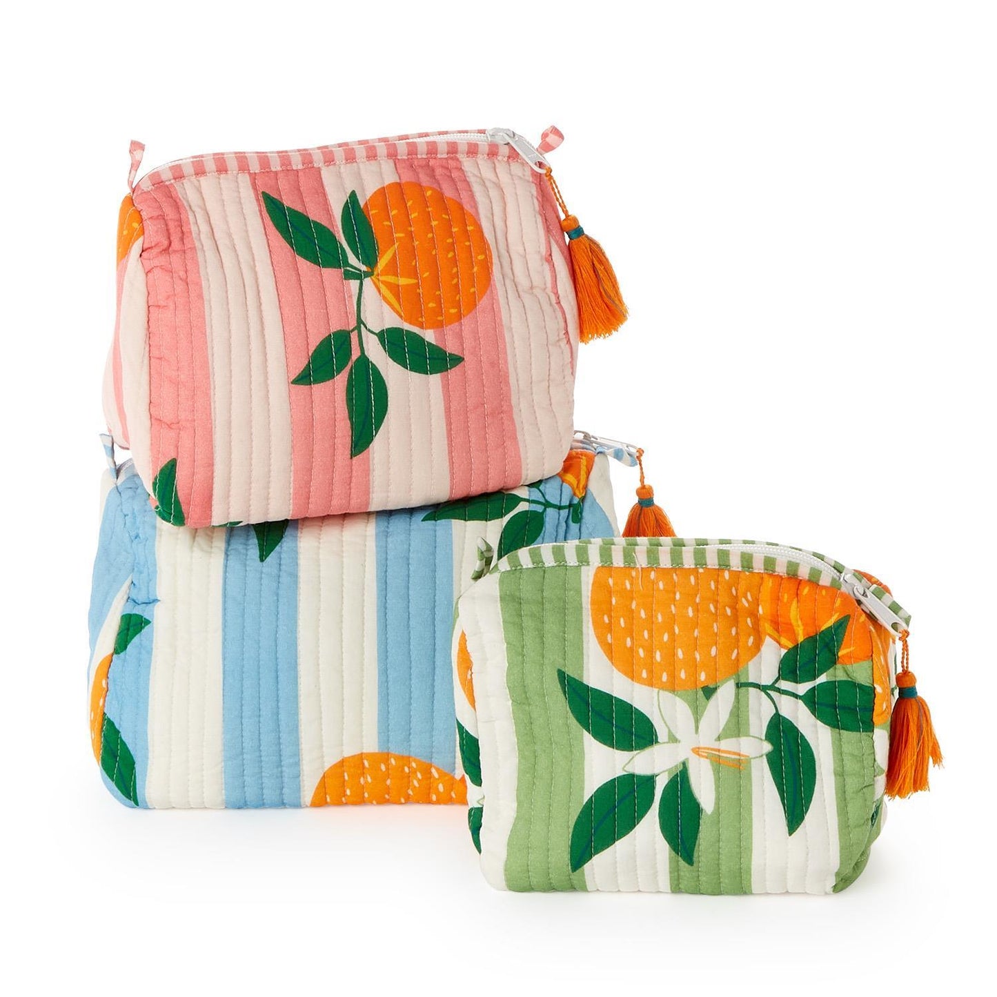 Orange Grove Printed Cotton Quilted Cosmetic Bag