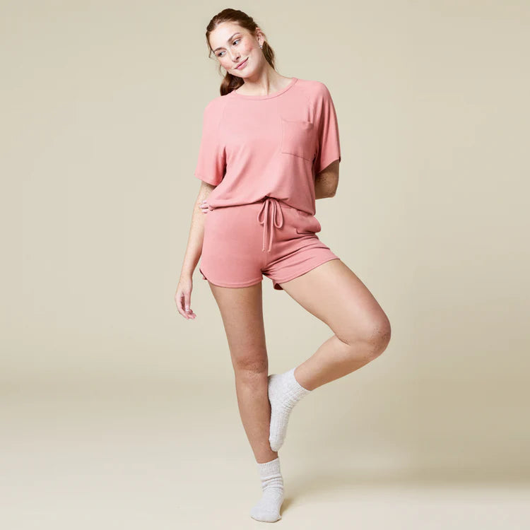 Dream Slouchy Tee Top with Shorts Lounge Set Copper Rose
