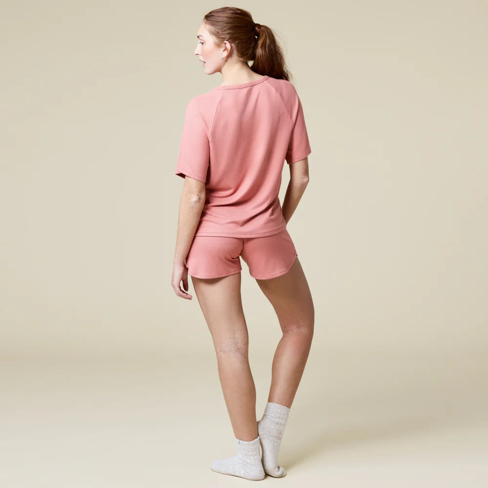 Dream Slouchy Tee Top with Shorts Lounge Set Copper Rose