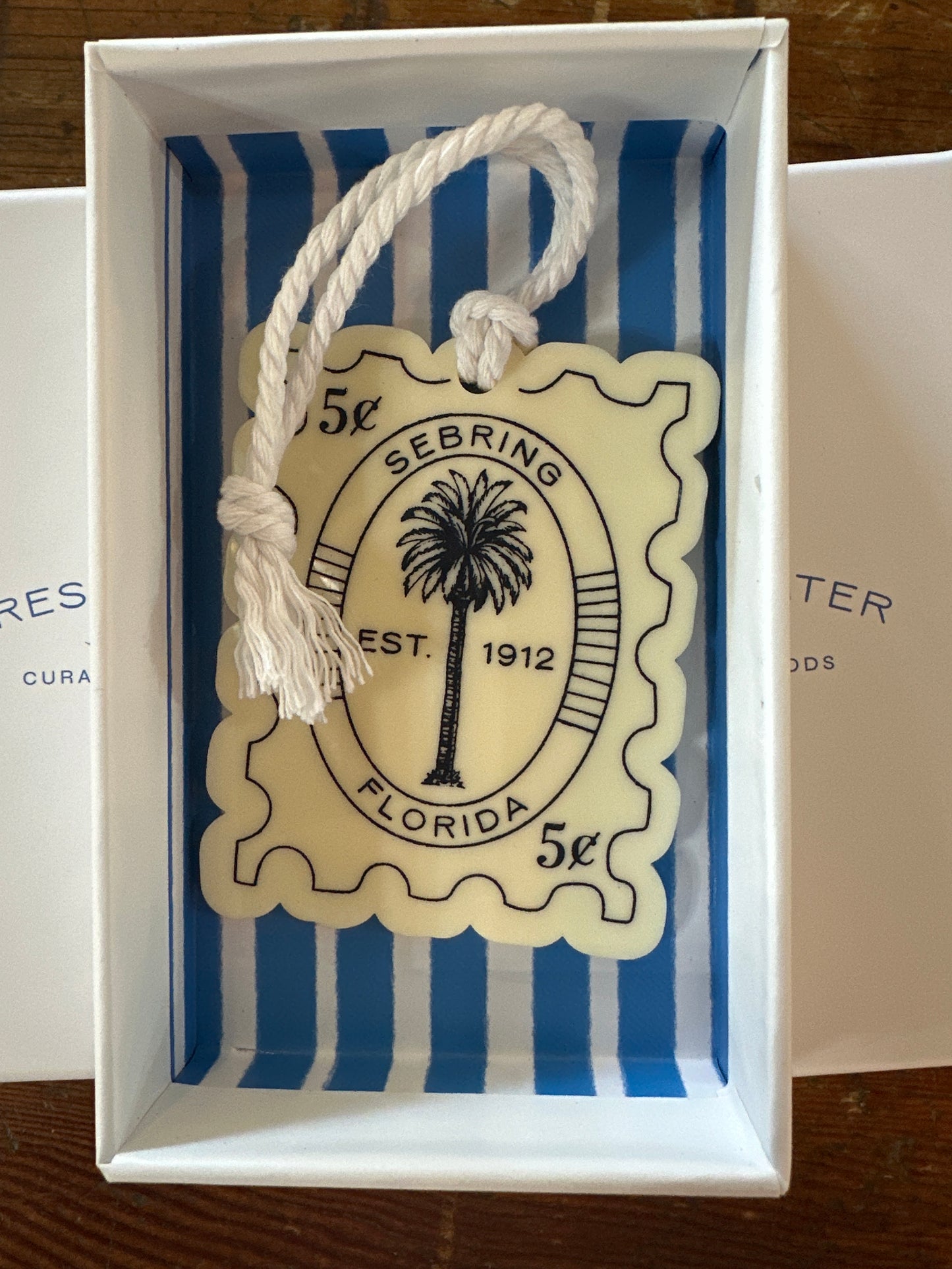 Sebring Palm Tree Postage Stamp Icon Ornament