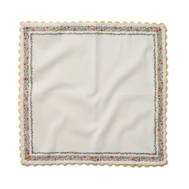 Rosette Stripe Embroidered Cotton Napkins, Set of 4