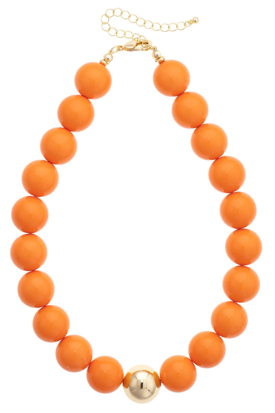 Marjorie Beaded Gumball Game Day Necklace in Orange