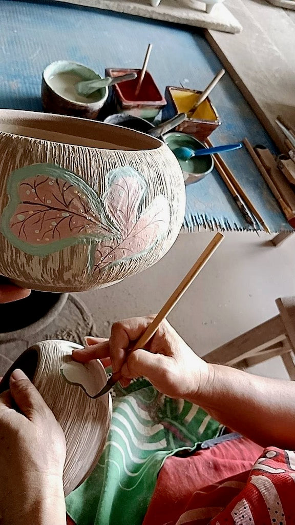 Handmade Low Bowl Caladium Pot