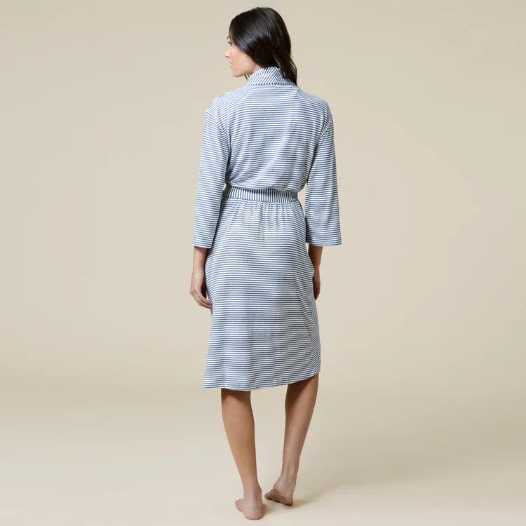 Dream Shawl Collar Robe-Indigo/White