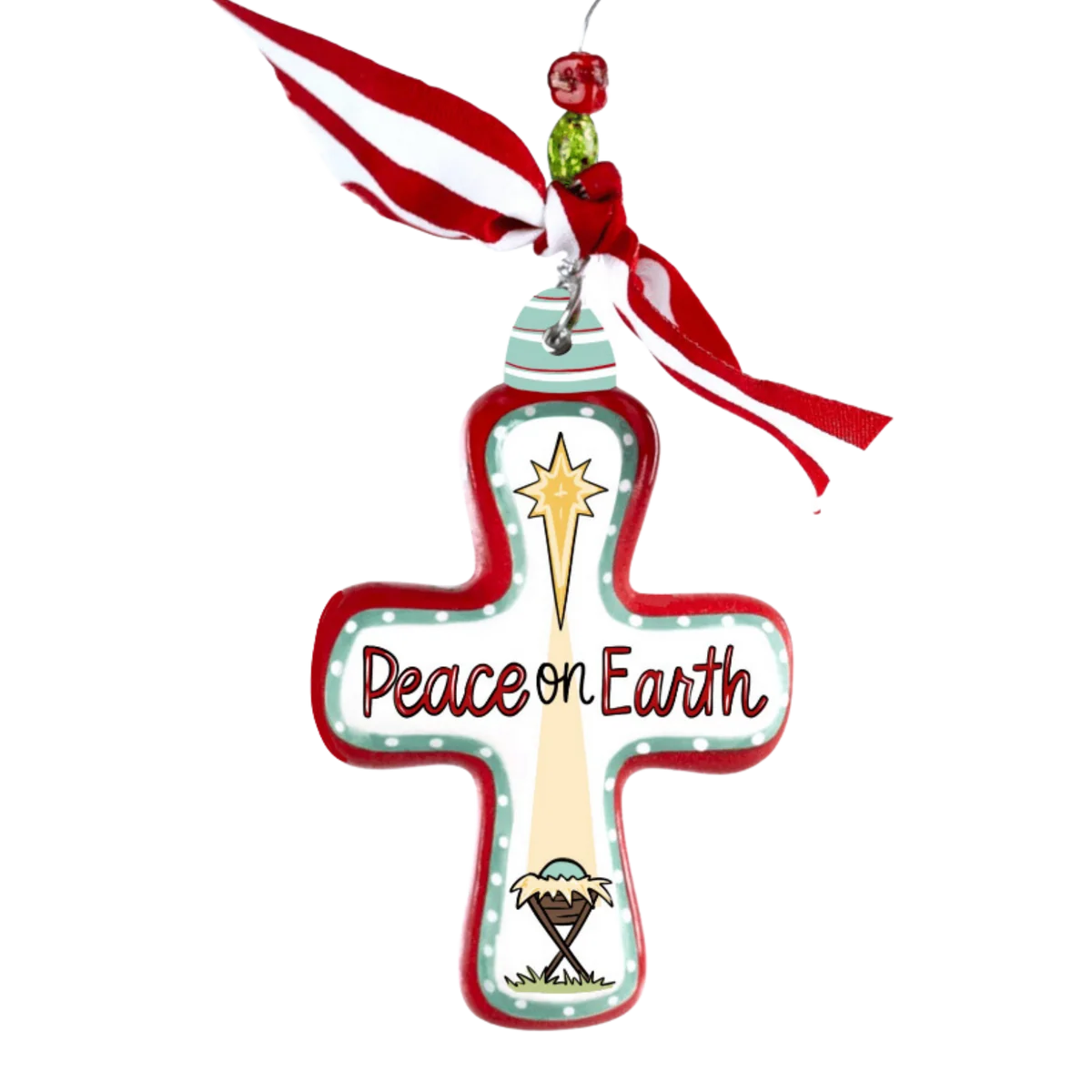 Peace On Earth Nativity Cross Ornament