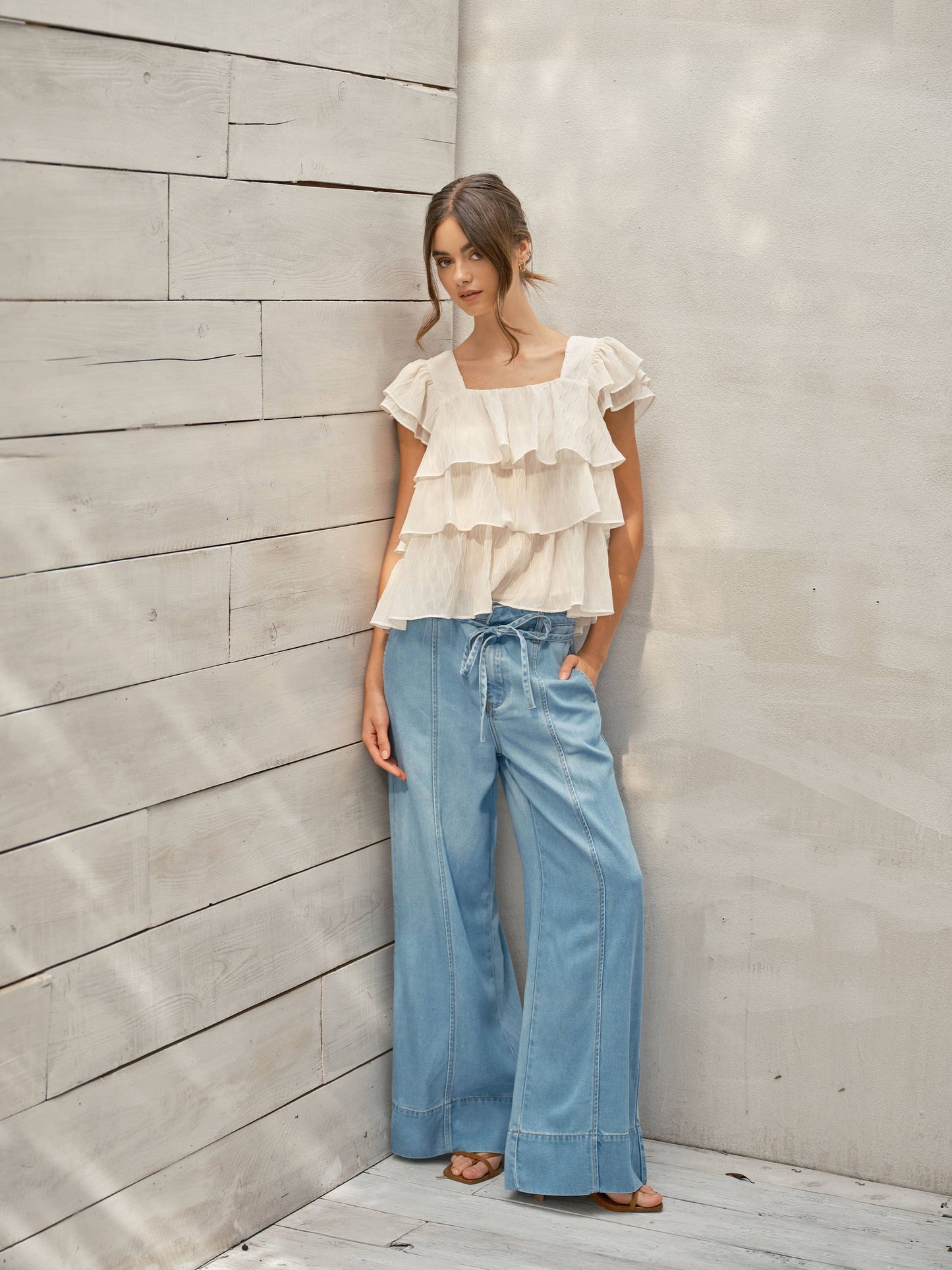 Super Soft Wide Leg Pant: Lt Denim