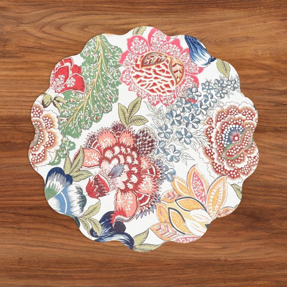 VIDA Eggplant and Pink Reversible Round Placemats Set of 4 Blue & Pink