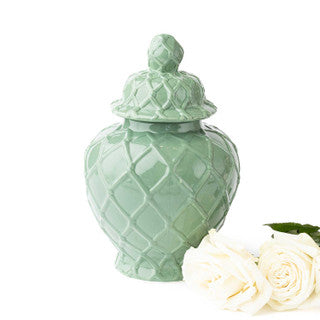 Green Textured Ginger Jar - Large