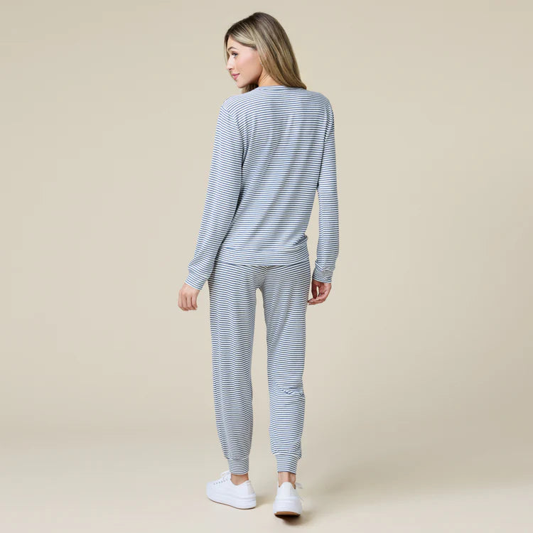 Dream Jersey Crew Neck Lounge Set (Indigo/White)