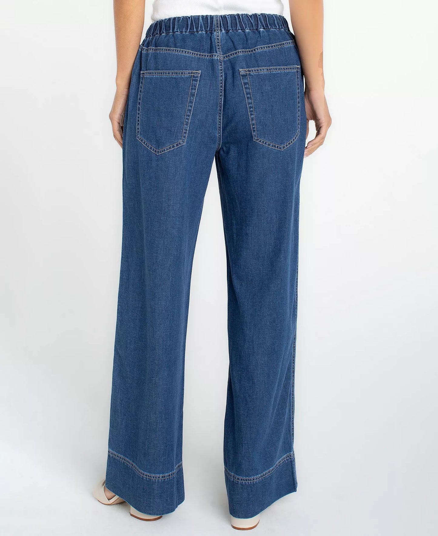 Women's Mid Rise Tie Waist Wide Leg Pants