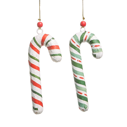 Christmas Paper Mache Candy Cane Ornament
