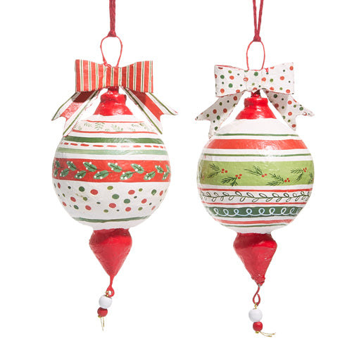 Christmas Paper Mache Finial Ornament