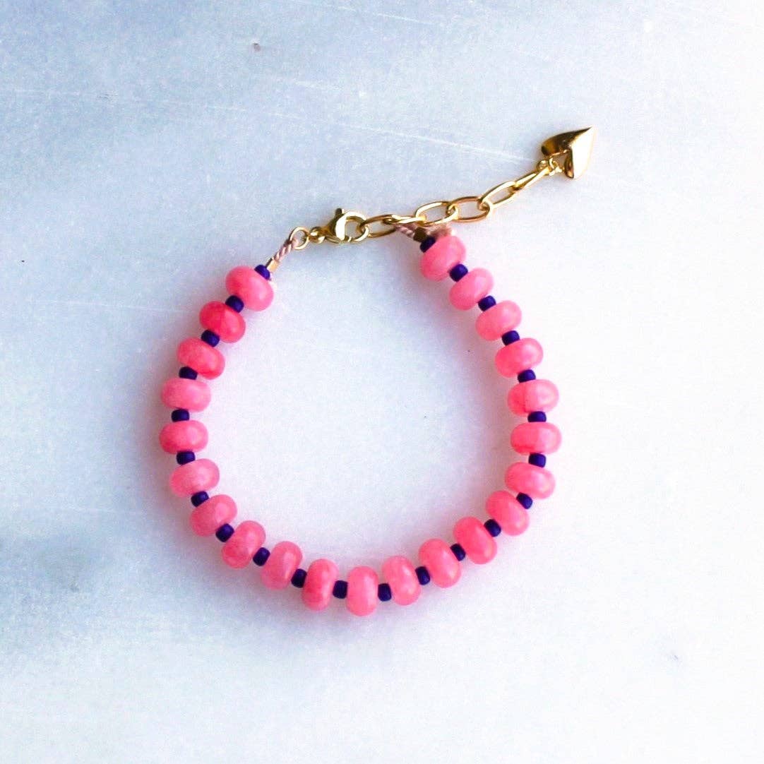 Candy Stone Beaded Bracelet: Pink