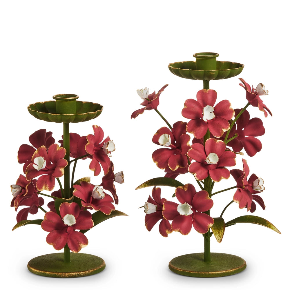 Metal Floral Candlesticks