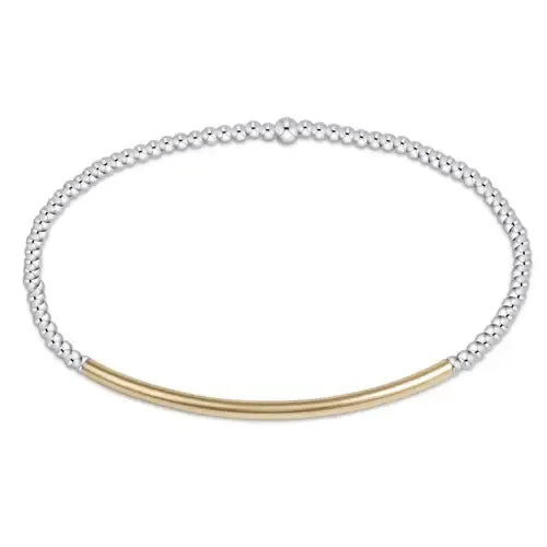 Classic SterlingMixed Metal 2mm Bead Bracelet Gold Bliss Bar