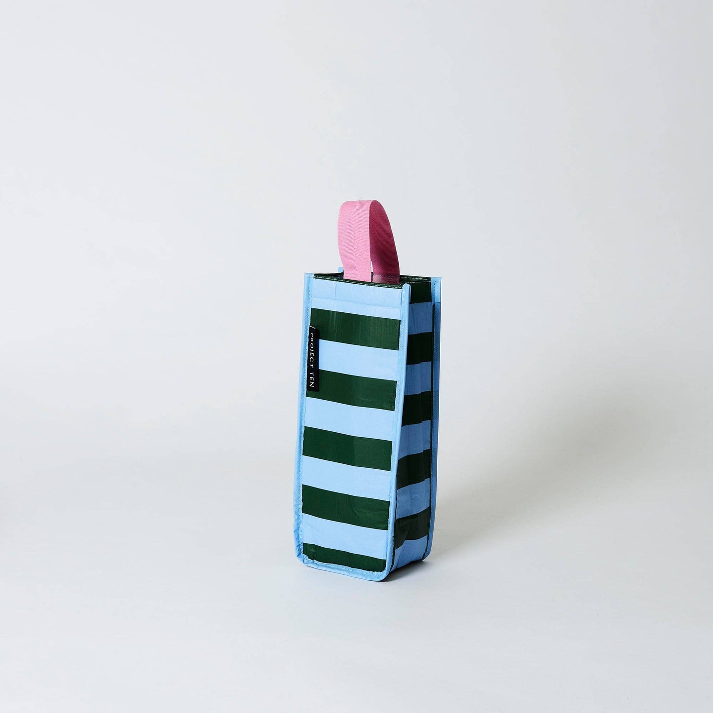 Green Blue Stripe Wine Bag