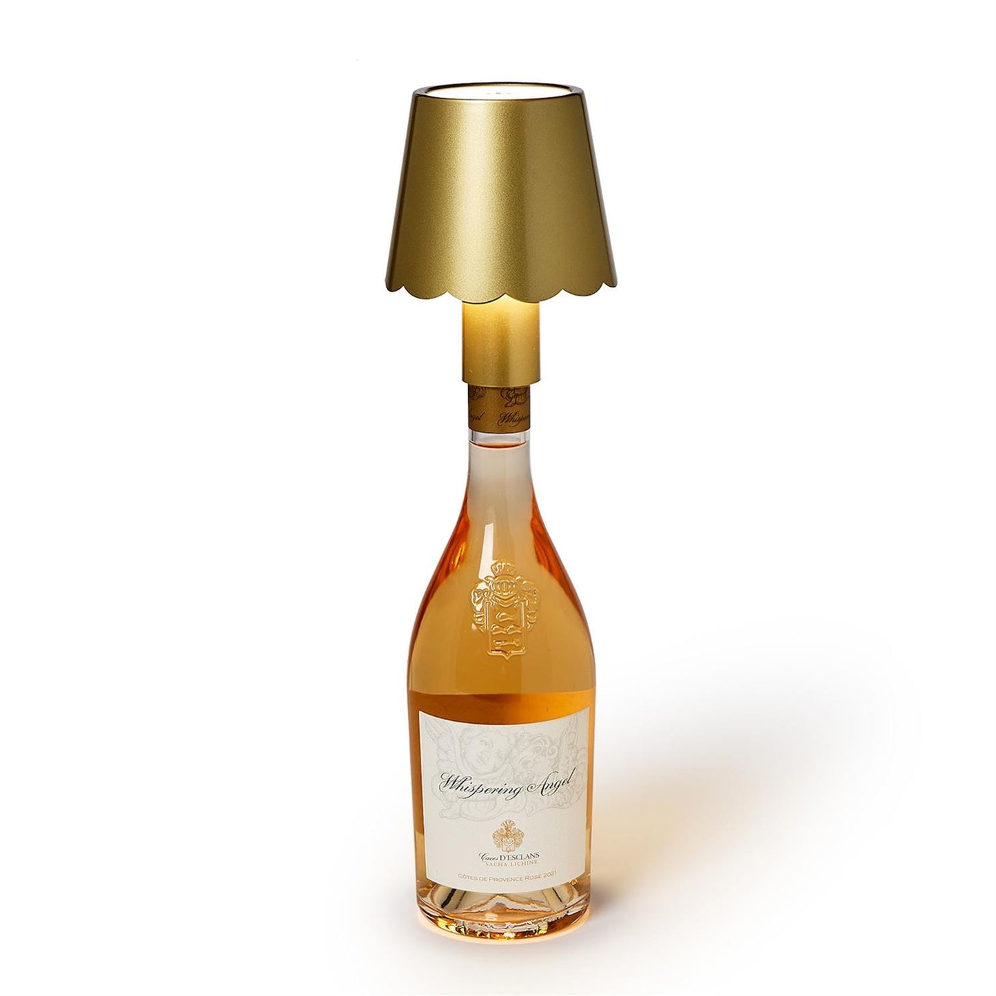 LED Touchable Gold Scalloped Lampshade with Bottle Stopper in Gift Box