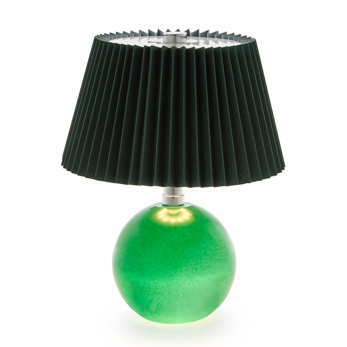 Crystal-Style Glass LED Portable Cordless Table Lamp- Green