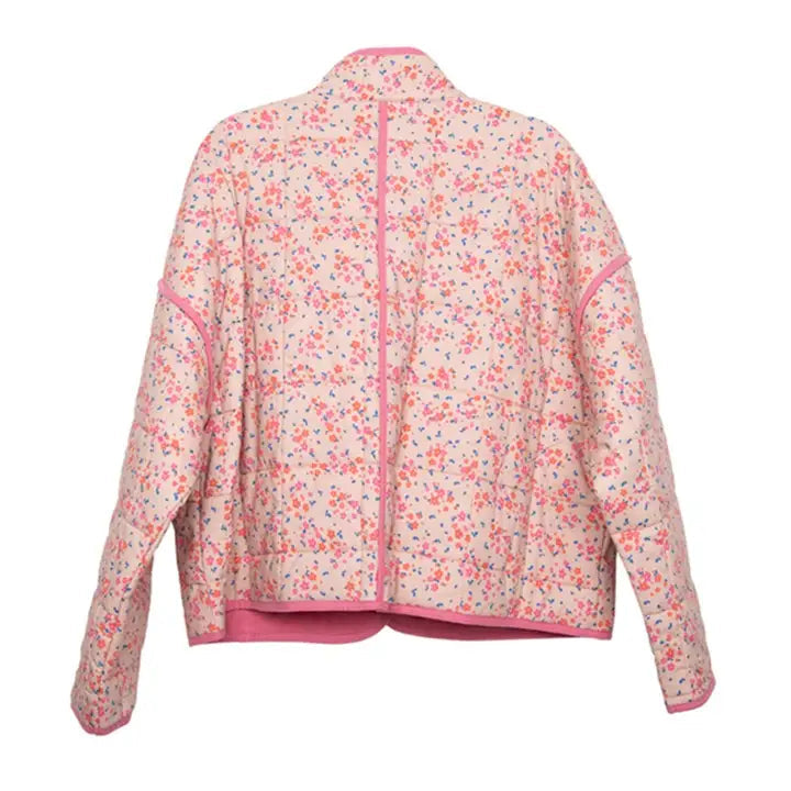 Pink Dainty Floral Lightweight Quilted Jacket