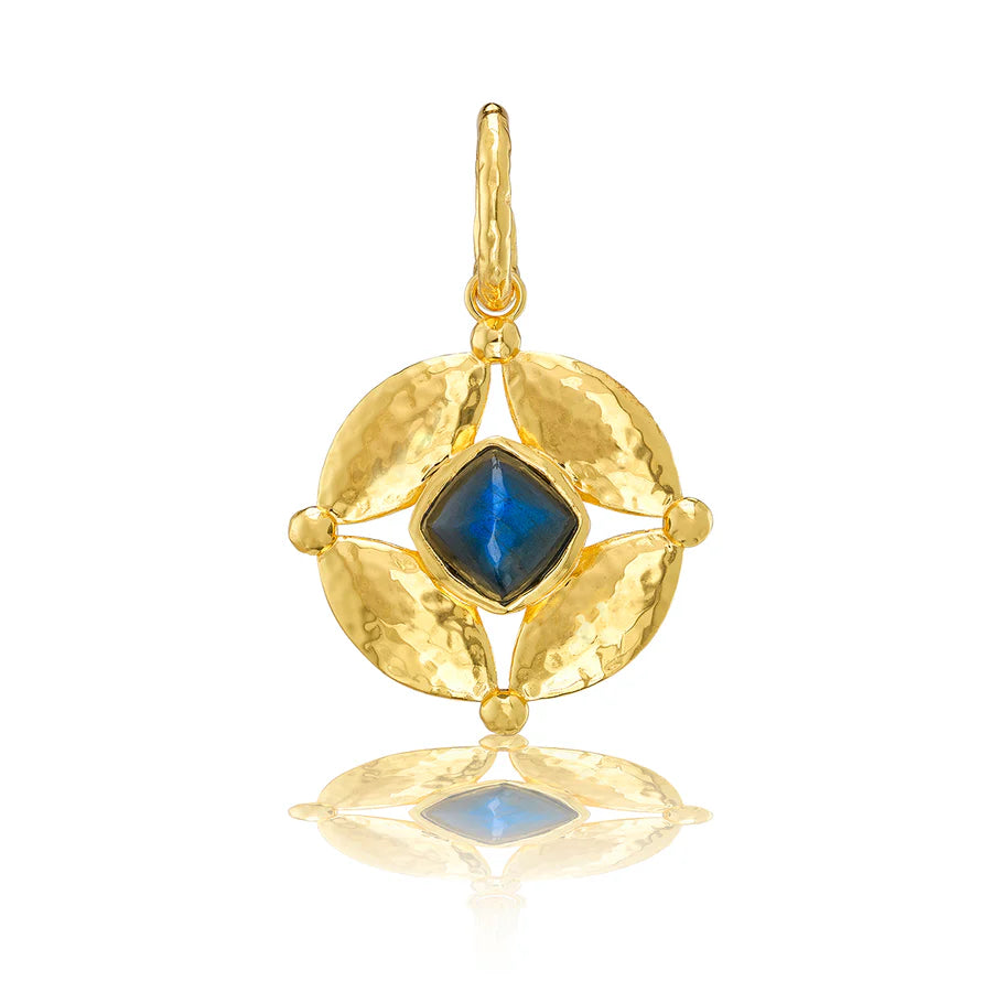 Mystic Eye Double Sided Pendant - Blue Labradorite/Green Onyx