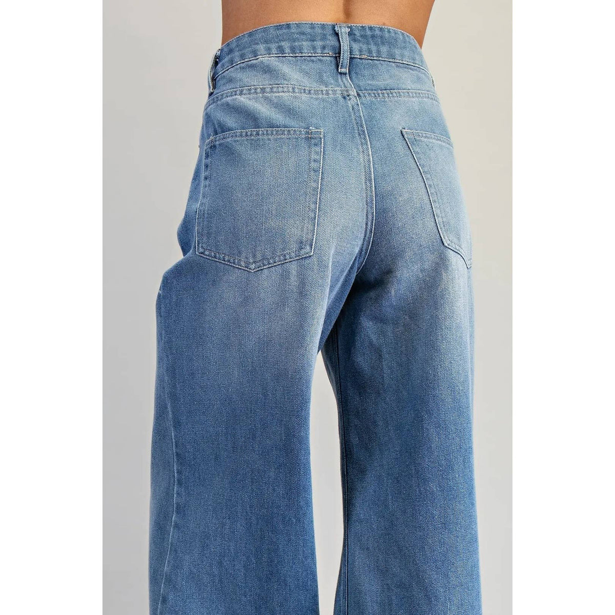 Mineral Washed Ruffle Hem Jeans: Denim