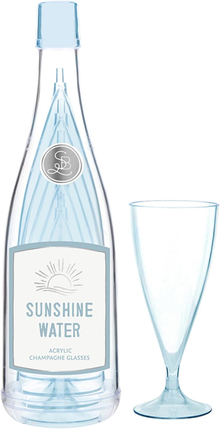 Sunshine Water Stackable Acrylic Glasses with Storage Bottle, Set of 5