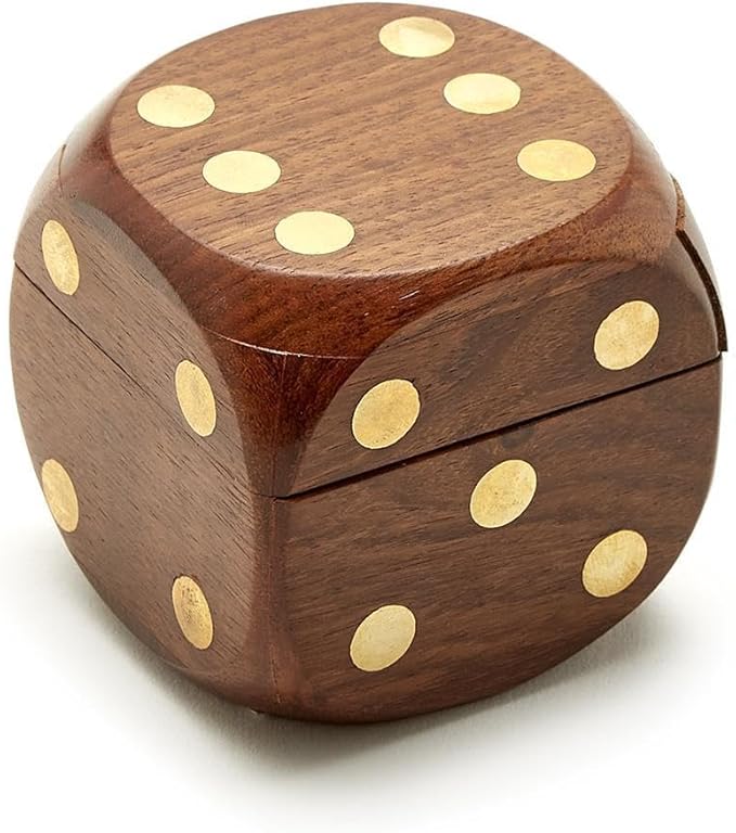 Wood Crafted Dice Box with 6 Dice