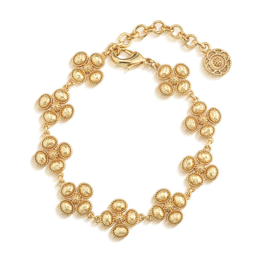 Berry Clover Linear Bracelet, 7"+2" - Gold
