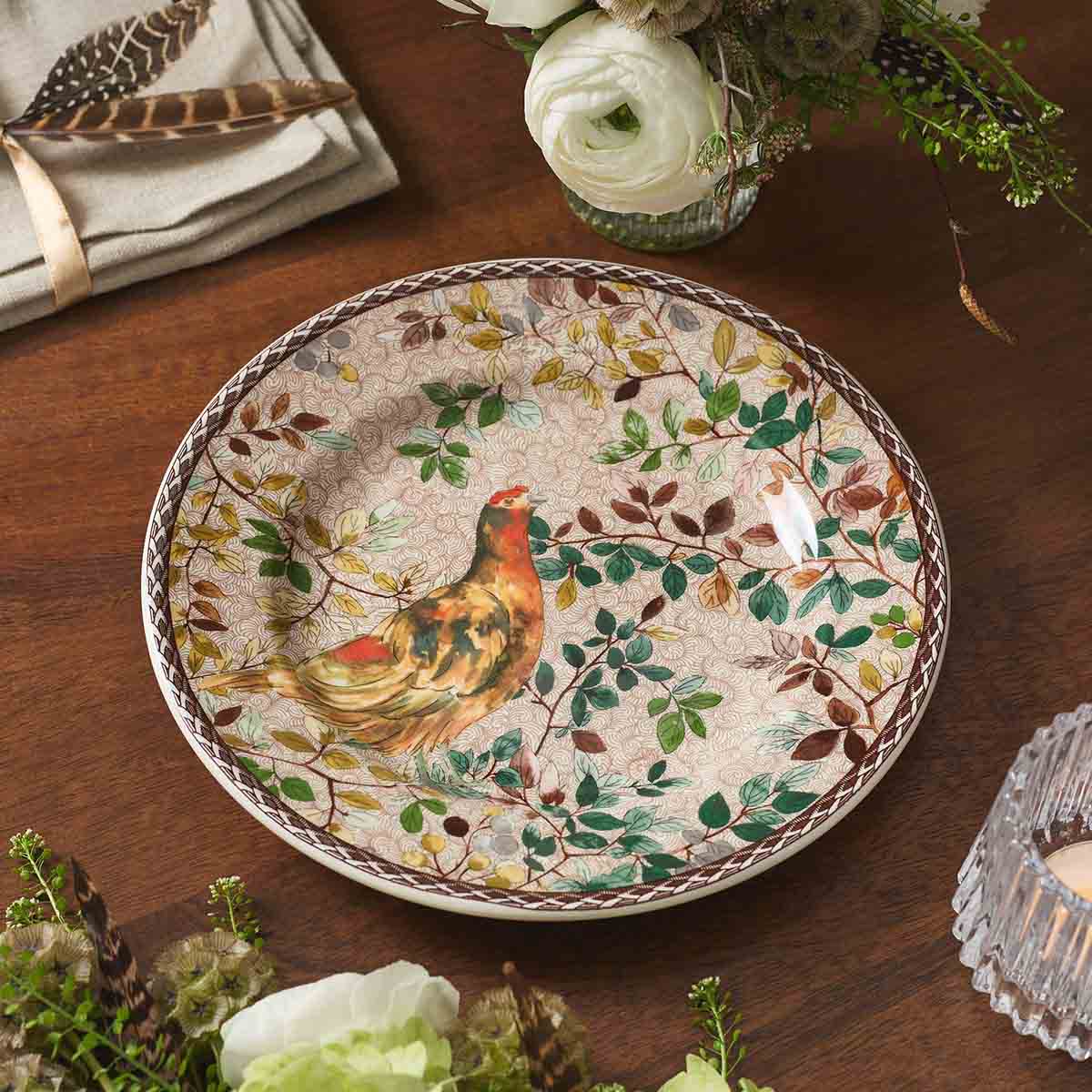 Woodland Accents Salad Plate 8 Inch, Red Grouse