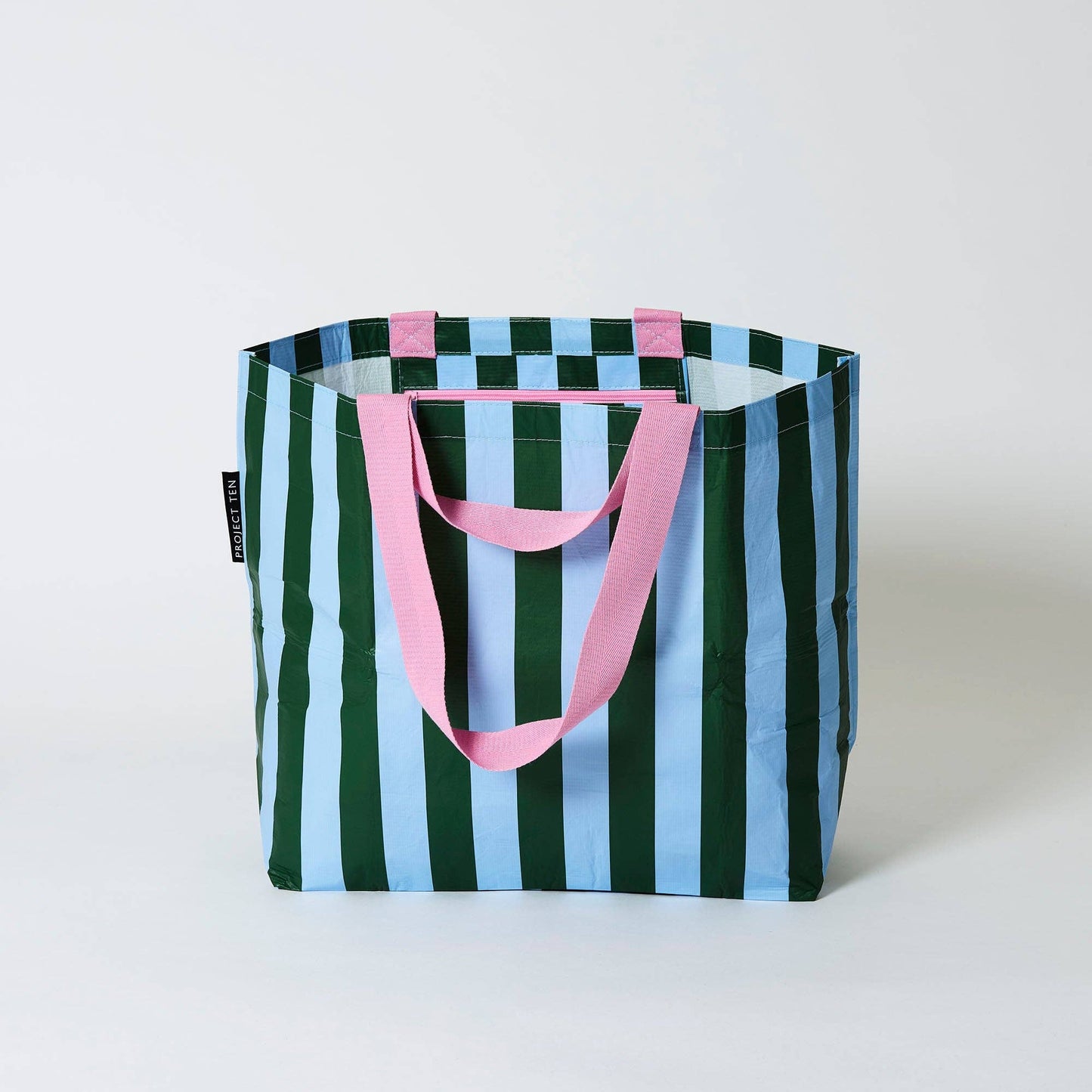 Green Blue Stripe Medium Tote