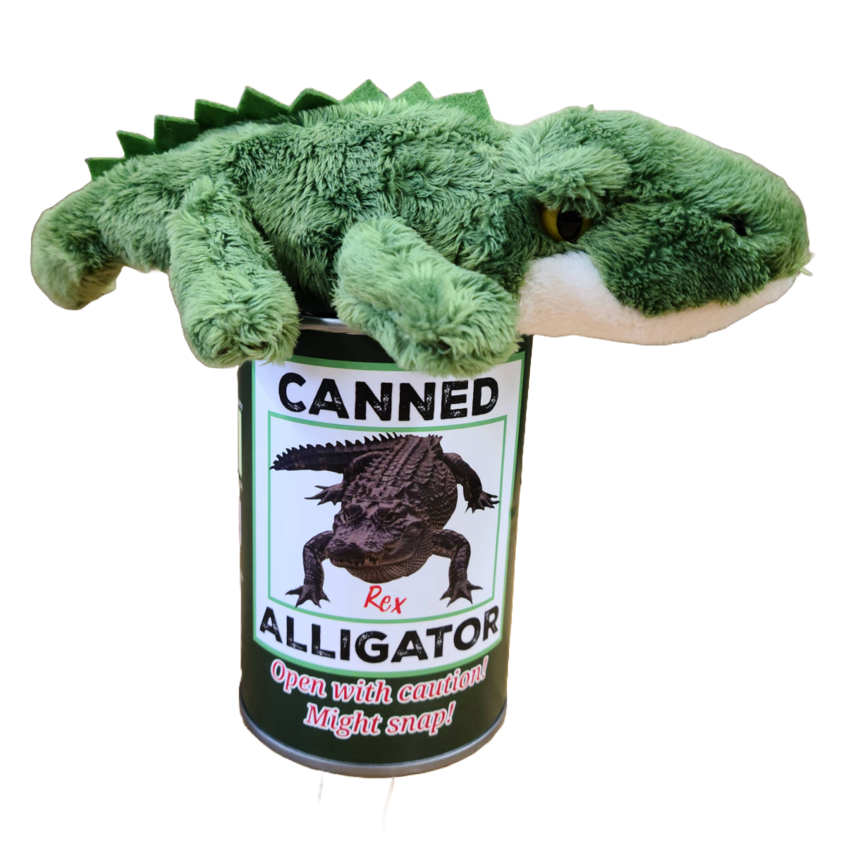 Rex the Canned Alligator | Stuffed Animal Plush w/Jokes: Pop Top Lid