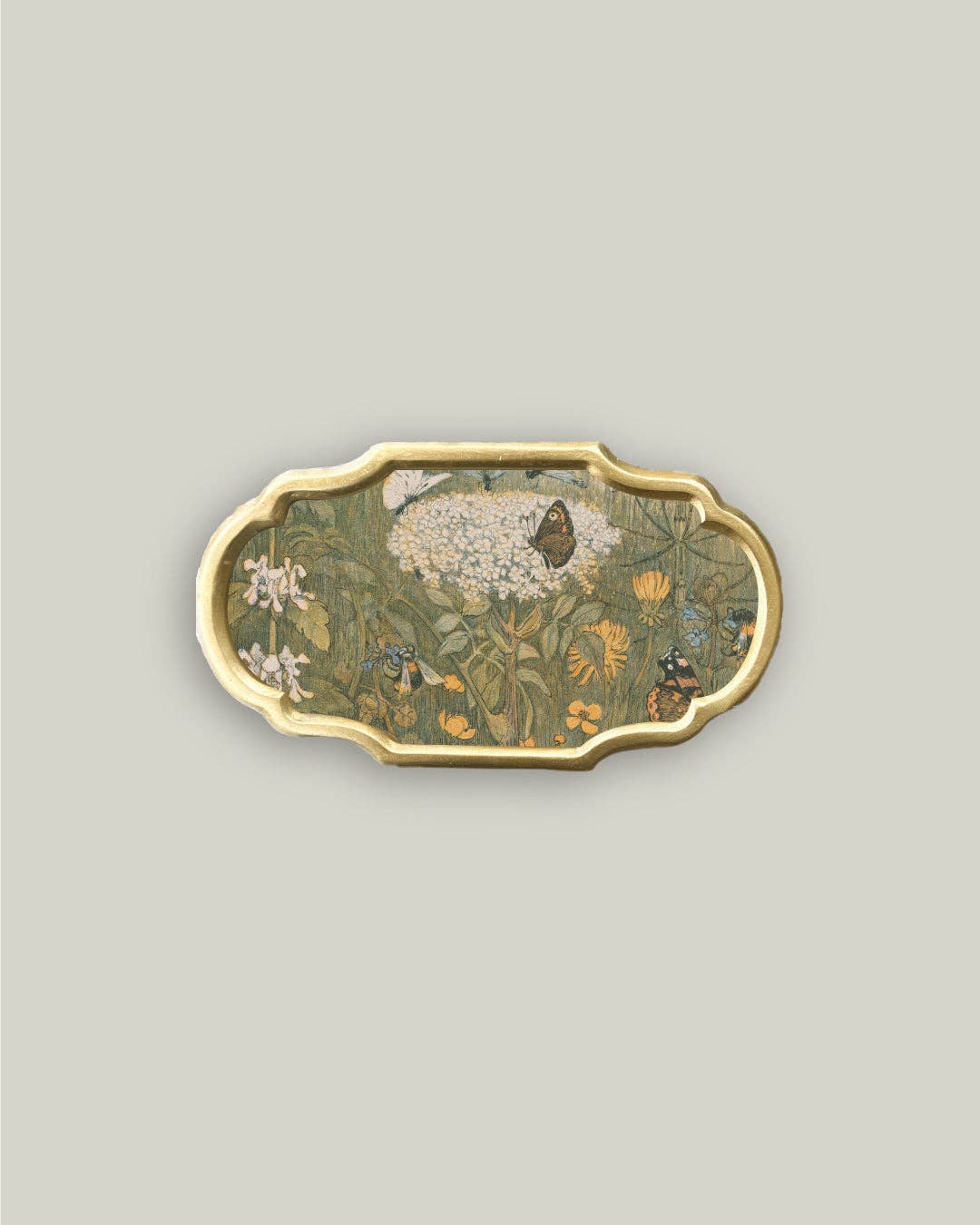 Flowers and Butterflies in Ornate Frame 5x9
