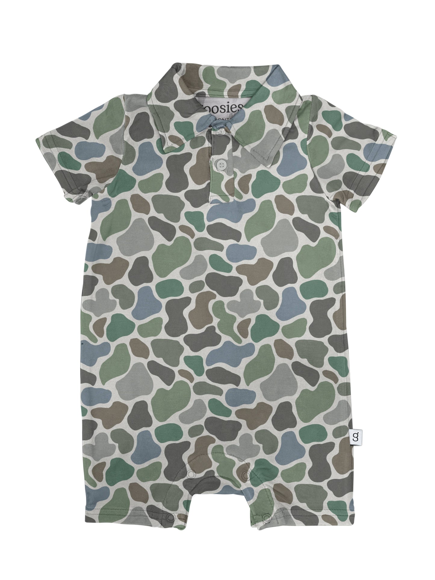 SS Polo Romper- Pebble Camo