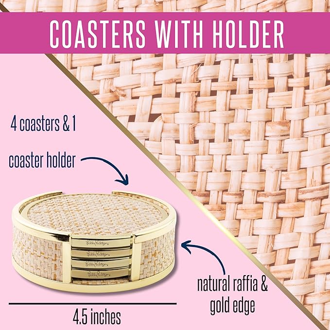 Lilly Pulitzer Raffia Coaster Set