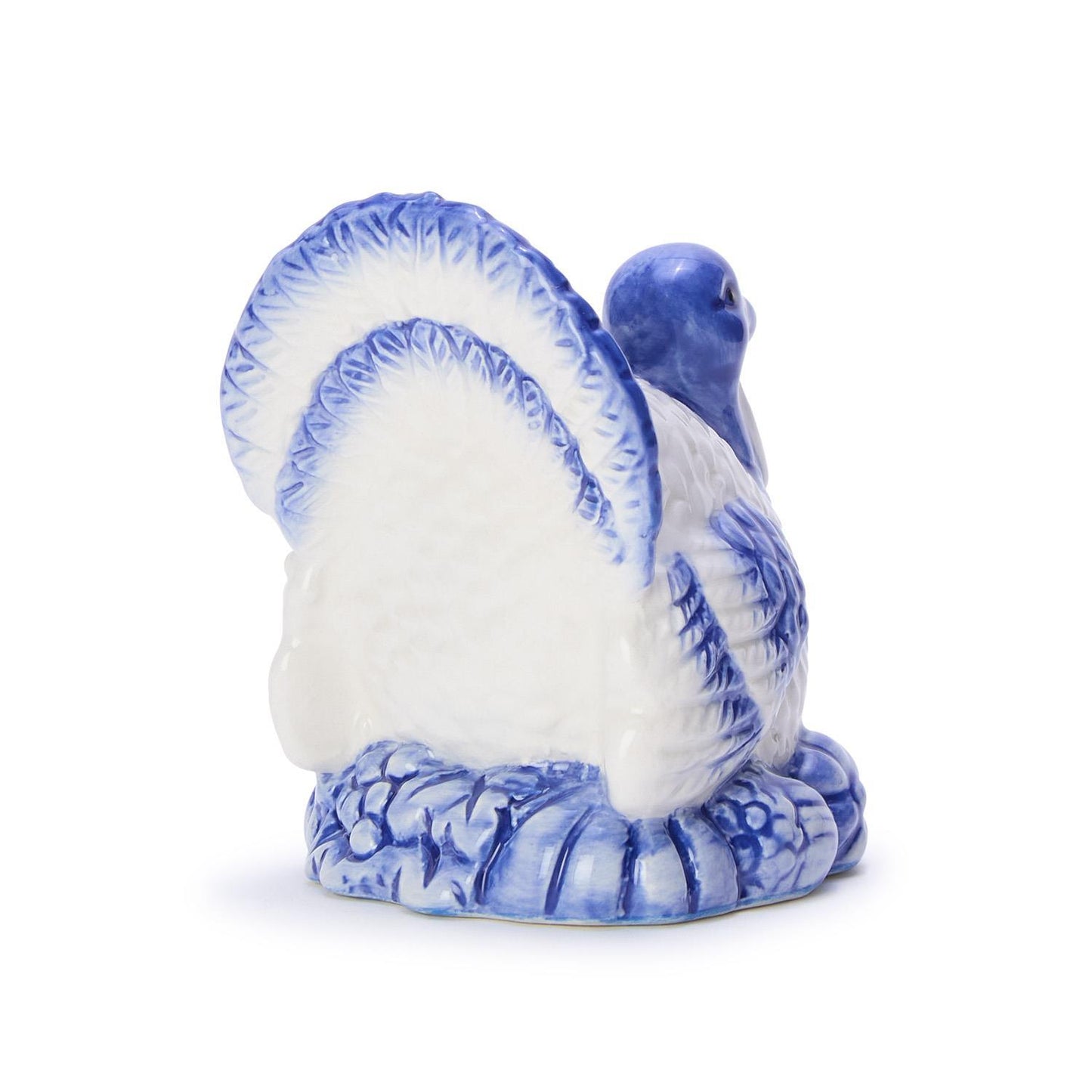 Blue and White Hand-Painted Turkey Candleholder