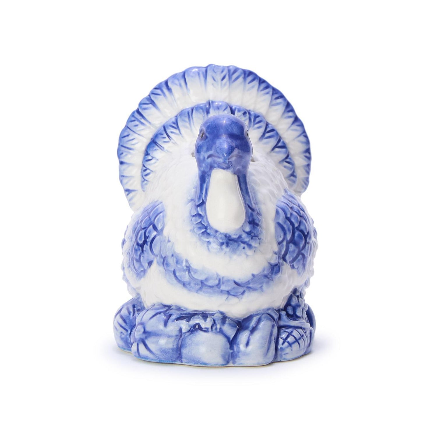 Blue and White Hand-Painted Turkey Candleholder