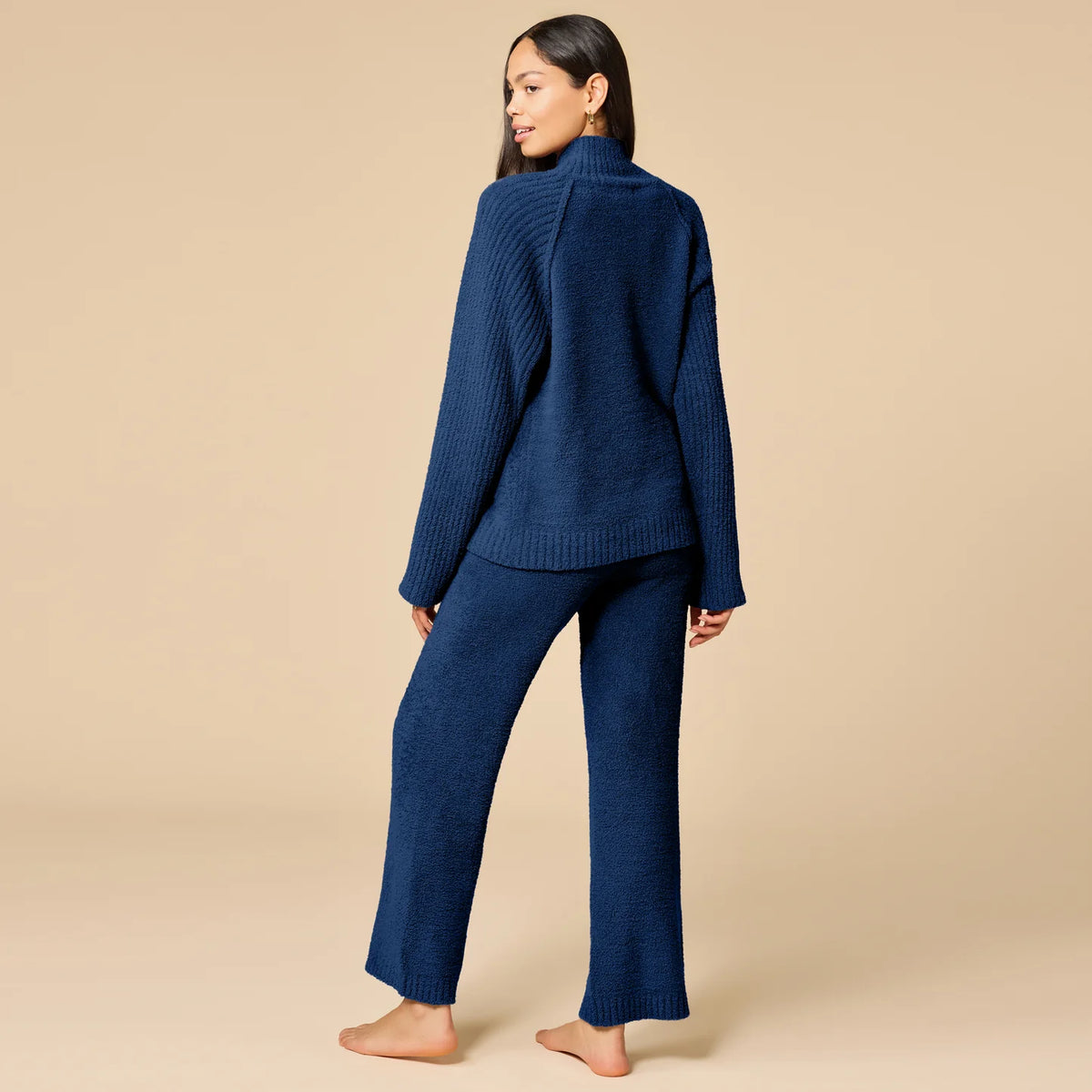 Marshmallow Rib Mock Neck with Long Pant Midnight