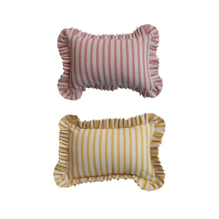Cotton Striped Lumbar Pillow