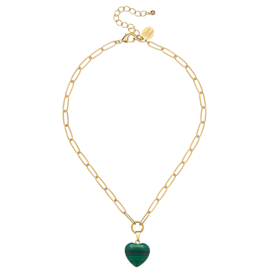 Audrey Heart Necklace: Malachite